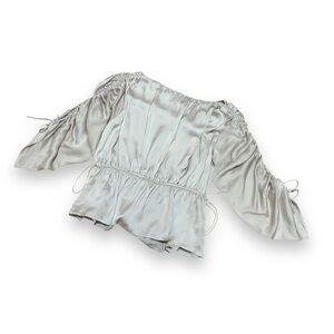 NWT Max Studio Nude Taupe Cold Shoulder Loose Cinched Waist Blouse - Size Medium